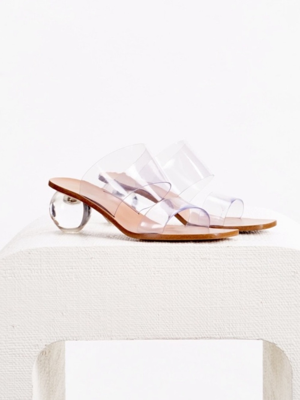 Cult Gaia Jila clear sandal scuptural ball heel minimalist avant garde EU 39.5